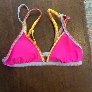 Vibrant Pink Triangle Bikini Top